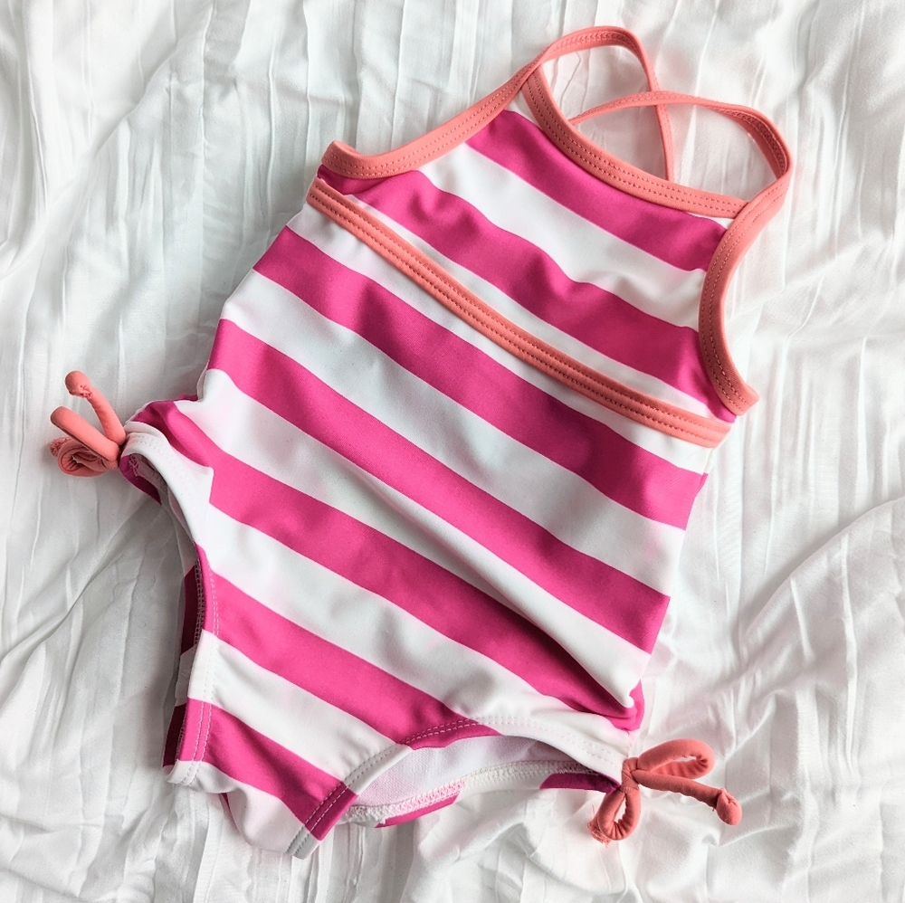 Pink and orange one piece baby swimsuit